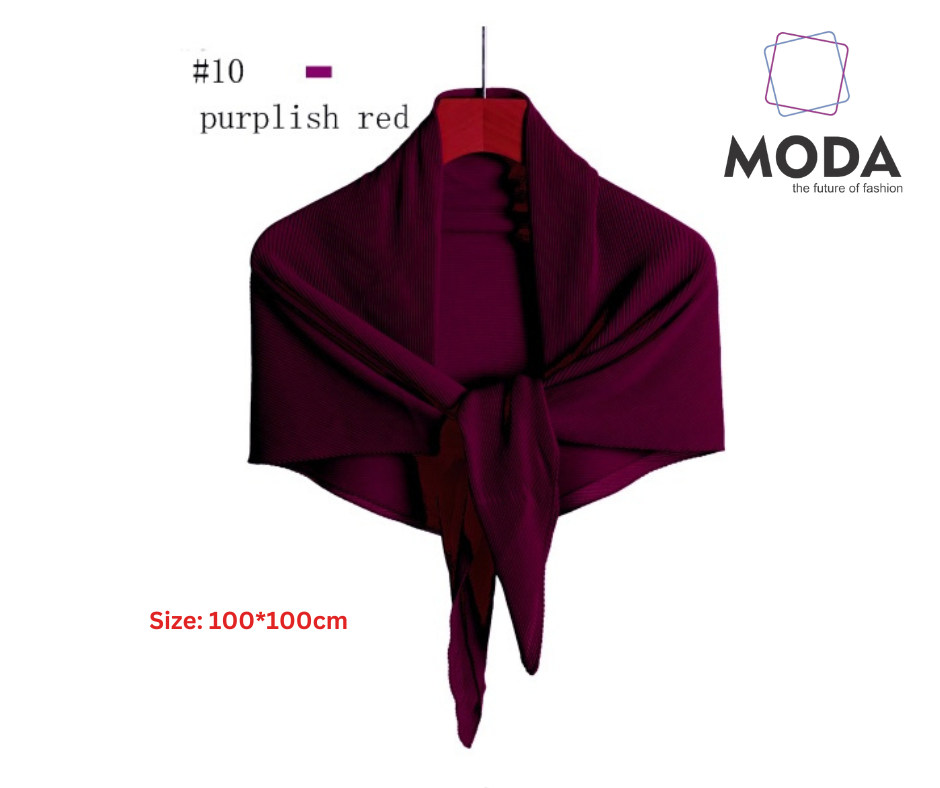 Pleated Plain Square Scarf 2.5 Muh, (100cm)