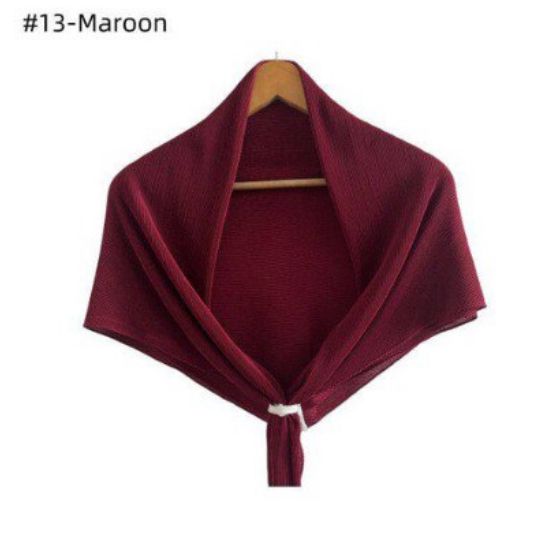 Chiffon Pleated Square Scarf Plain Color