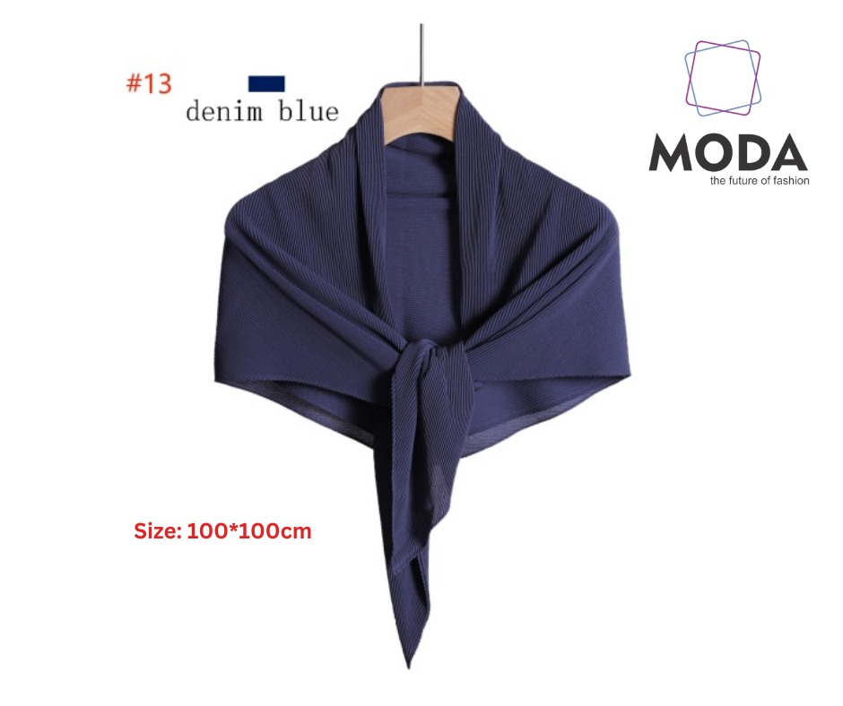 Pleated Plain Square Scarf 2.5 Muh, (100cm)