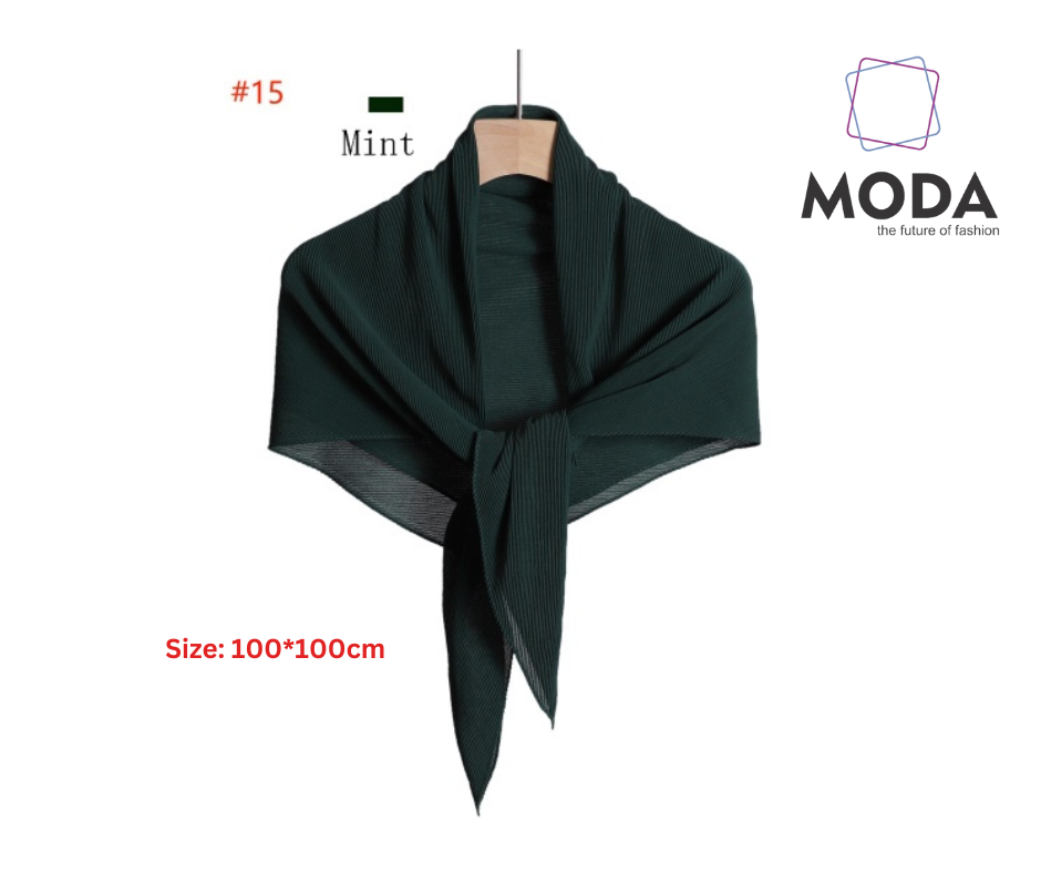 Pleated Plain Square Scarf 2.5 Muh, (100cm)