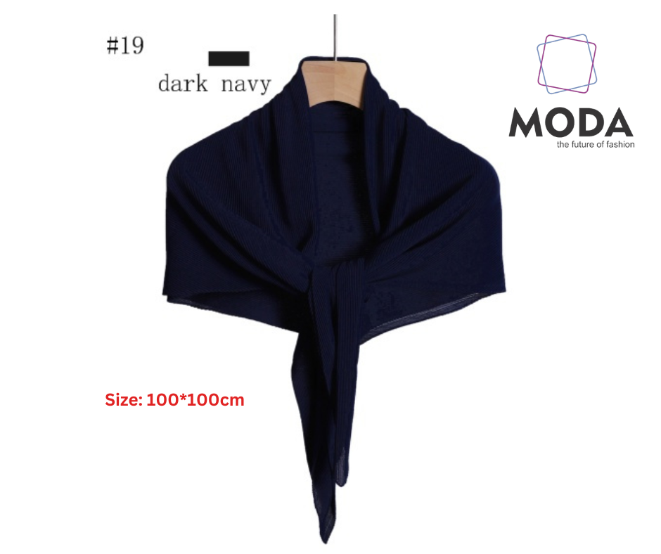 Pleated Plain Square Scarf 2.5 Muh, (100cm)