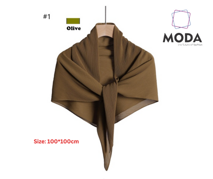 Pleated Plain Square Scarf 2.5 Muh, (100cm)