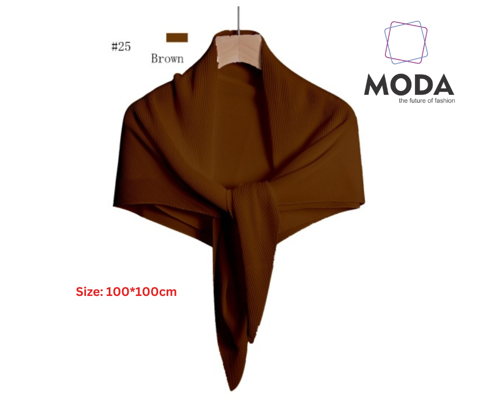 Pleated Plain Square Scarf 2.5 Muh, (100cm)