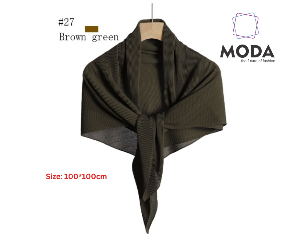 Pleated Plain Square Scarf 2.5 Muh, (100cm)