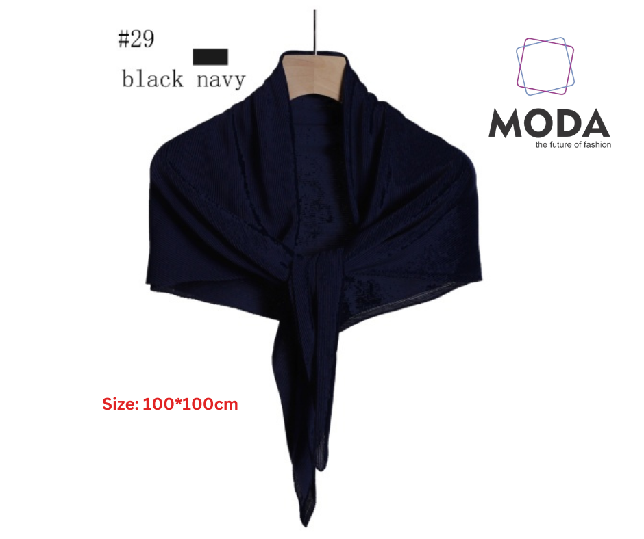 Pleated Plain Square Scarf 2.5 Muh, (100cm)