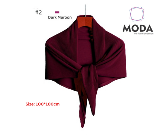 Pleated Plain Square Scarf 2.5 Muh, (100cm)