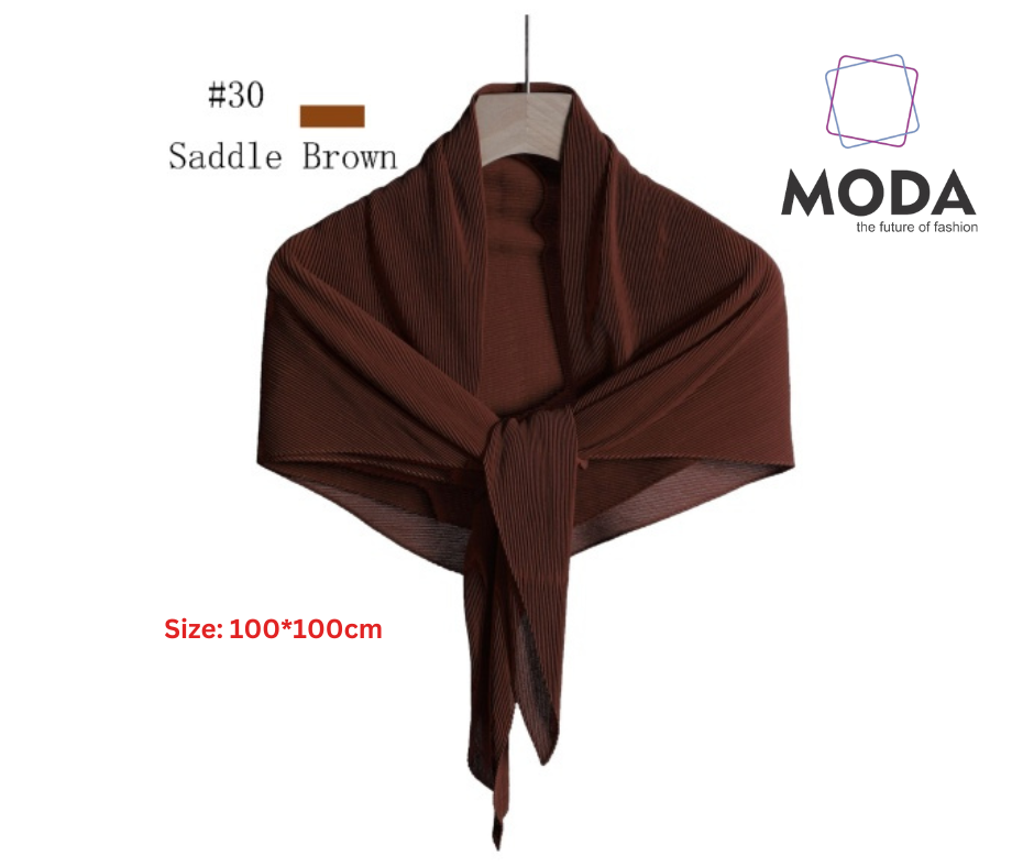 Pleated Plain Square Scarf 2.5 Muh, (100cm)