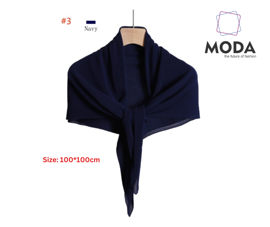 Pleated Plain Square Scarf 2.5 Muh, (100cm)