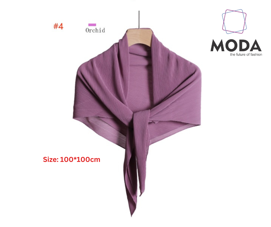 Pleated Plain Square Scarf 2.5 Muh, (100cm)