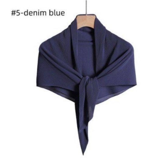 Chiffon Pleated Square Scarf Plain Color