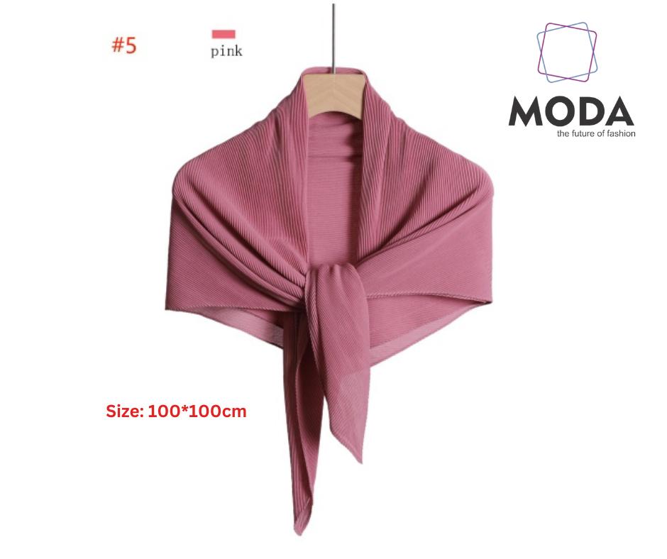 Pleated Plain Square Scarf 2.5 Muh, (100cm)