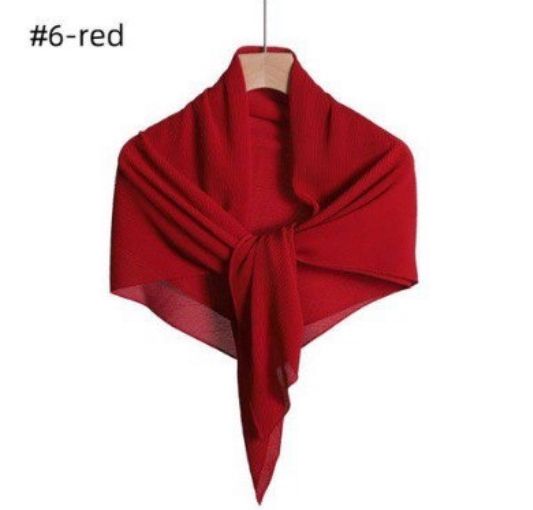 Chiffon Pleated Square Scarf Plain Color