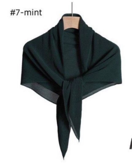 Chiffon Pleated Square Scarf Plain Color