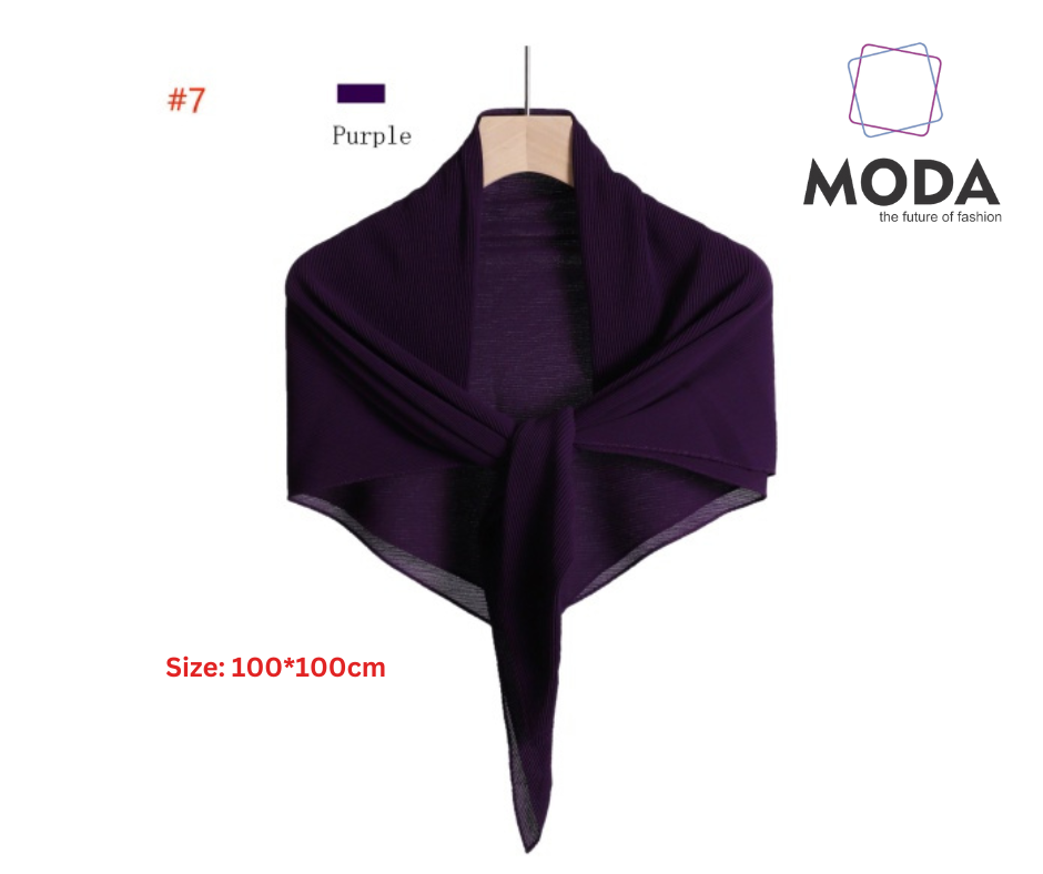 Pleated Plain Square Scarf 2.5 Muh, (100cm)