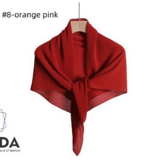 Chiffon Pleated Square Scarf Plain Color