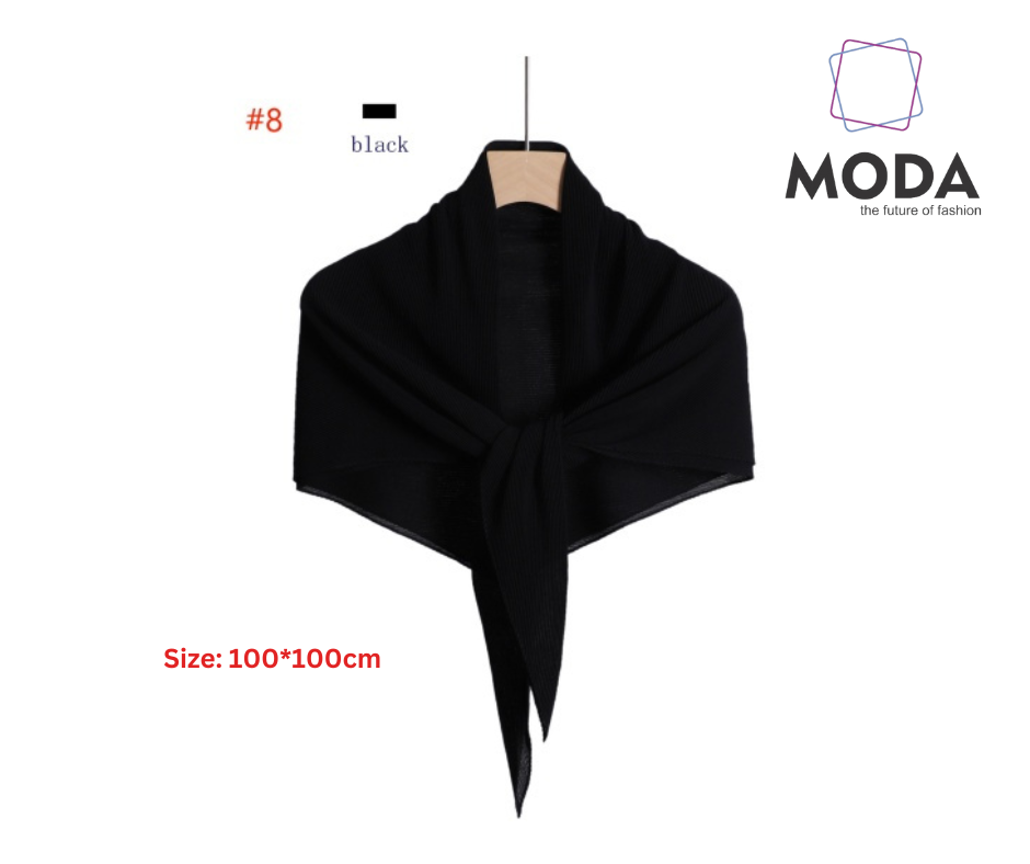 Pleated Plain Square Scarf 2.5 Muh, (100cm)