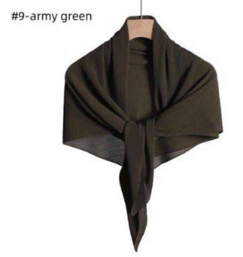 Chiffon Pleated Square Scarf Plain Color